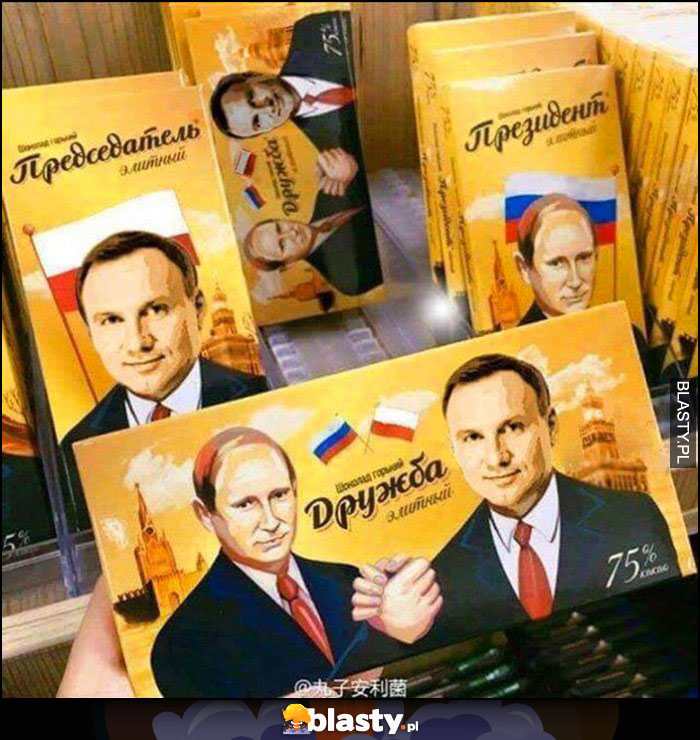 Andrzej Duda przybija piątkę z Putinem czekolada przyjaźń polsko-rosyjska