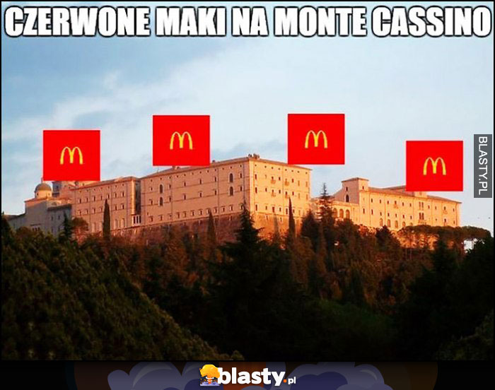 Czerwone maki na Monte Cassino dosłownie loga McDonalds