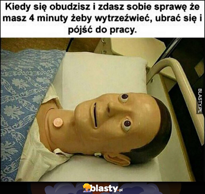 Kiedy się obudzisz i zdasz sobie sprawę, że masz 4 minuty żeby wytrzeźwieć, ubrać się i pójść do pracy