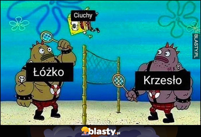 Łóżko krzesło przerzucanie ciuchów Spongebob