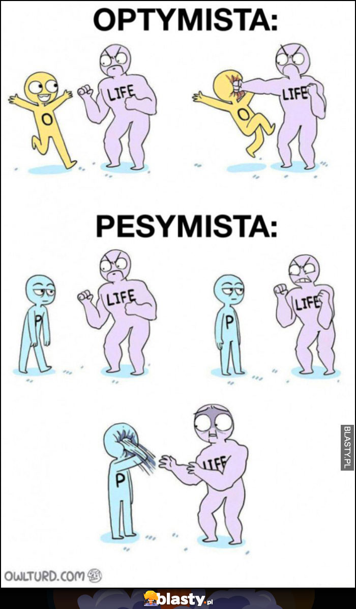 Optymista i pesymista vs życie porównanie