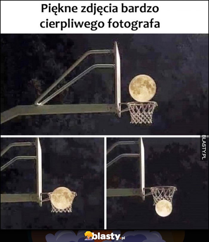 Piękne zdjęcie bardzo cierpliwego fotografa kosz koszykówka księżyc