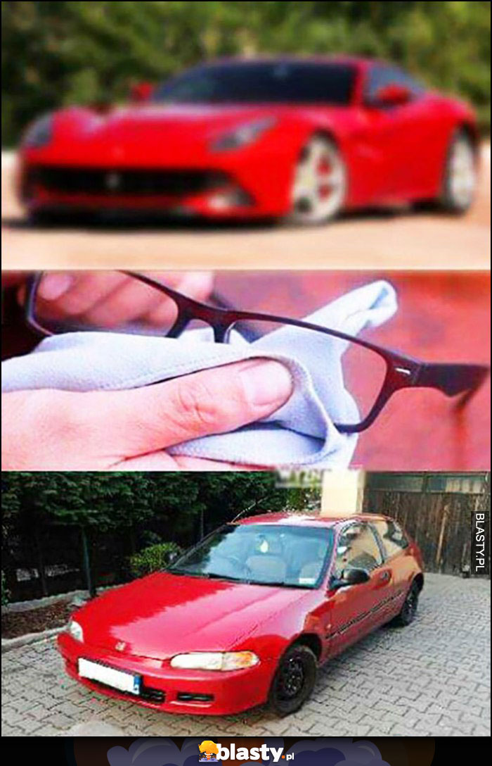 Ferrari przeciera okulary stara Honda Civic