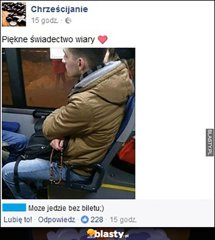 Odmawia różaniec w autobusie, piękne świadectwo wiary, może jedzie bez biletu