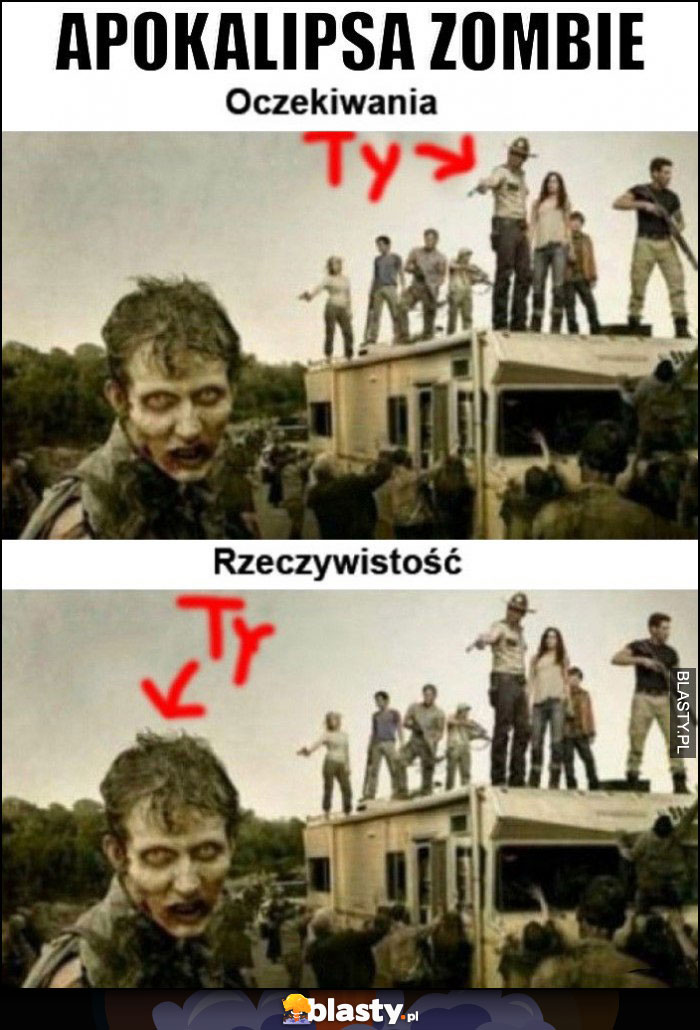 Apokalipsa zombie oczekiwania vs rzeczywistość ty jako zombie