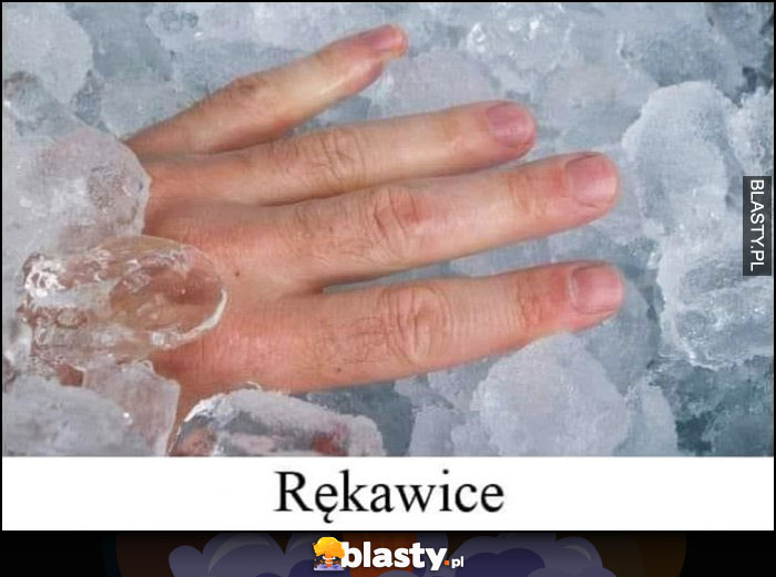 Rękawice ręka w lodzie ice dosłownie