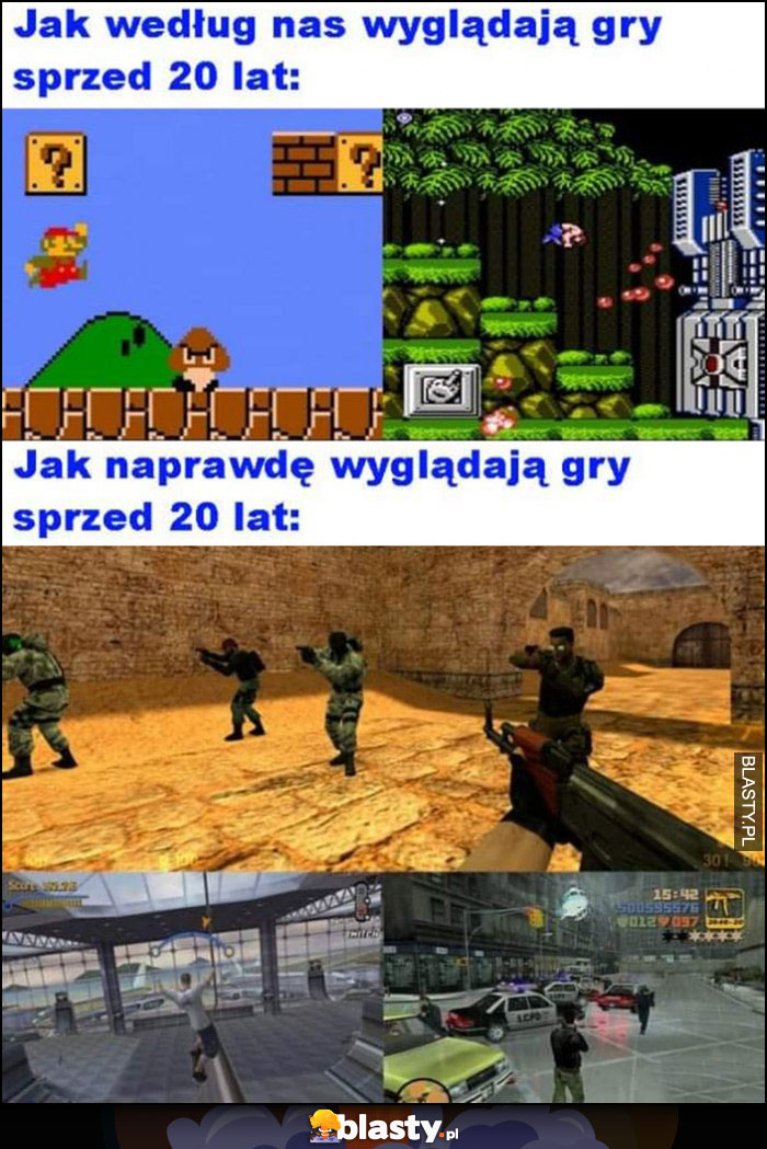 Jak według nas wyglądają gry sprzed 20 lat vs jak naprawdę wyglądają gry sprzed 20 lat porównanie