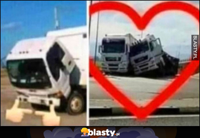 Ciężarówki tiry pochylenie przytulają się do siebie miłość