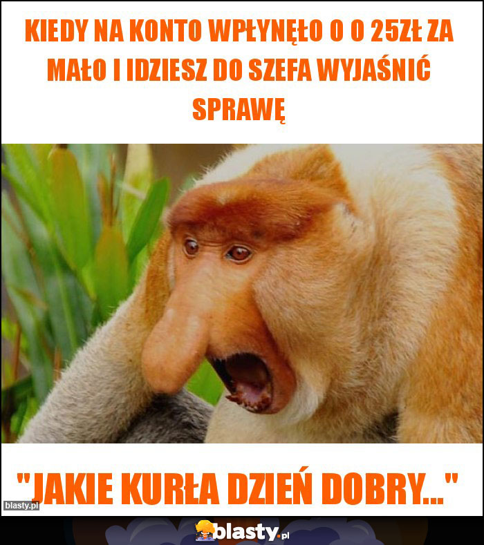 Kiedy na konto wpłynęło o o 25zł za mało i idziesz do szefa wyjaśnić sprawę