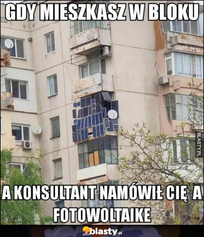 Gdy mieszkasz w bloku a konsultant namówił cię na fotowoltaikę cały balkon w panelach słonecznych