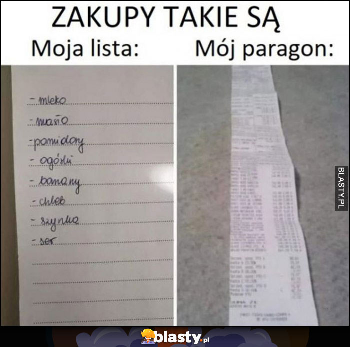 Zakupy takie są: moja lista vs mój paragon porównanie