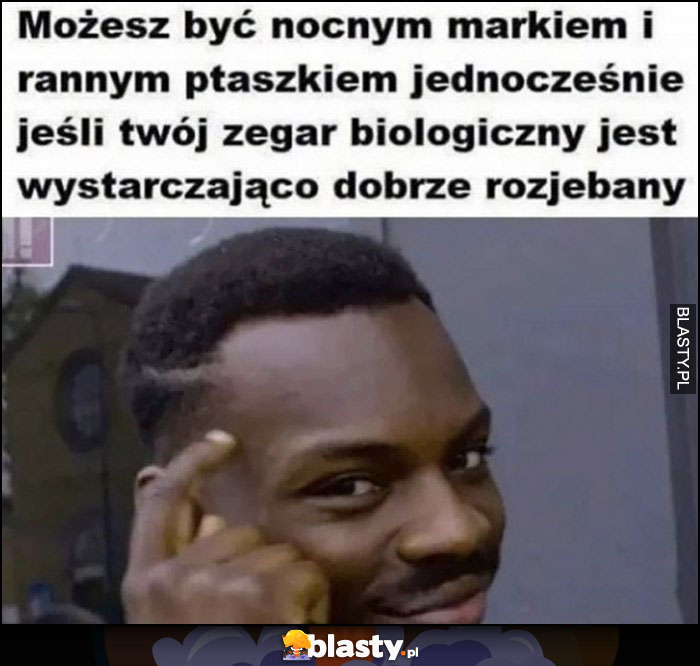 Możesz być nocnym markiem i rannym ptaszkiem jednocześnie jeśli twój zegar biologiczny jest wystarczająco dobrze rozwalony