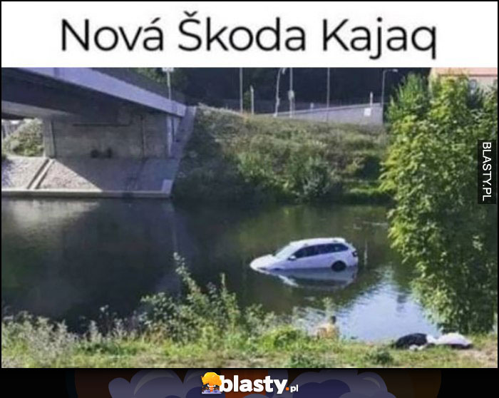 Nowa Skoda Kajaq wpadła do rzeki