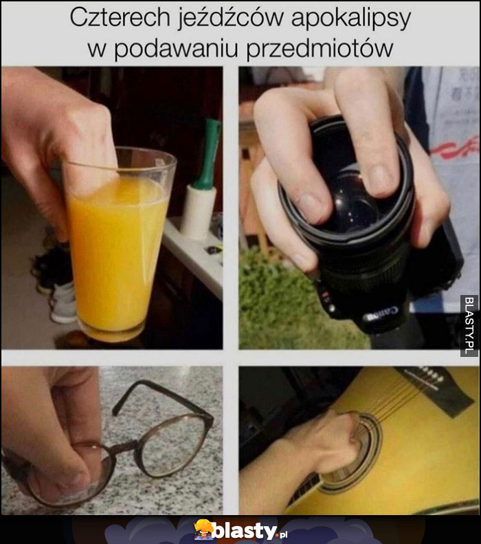 Czterech jeźdźców apokalipsy w podawaniu przedmiotów