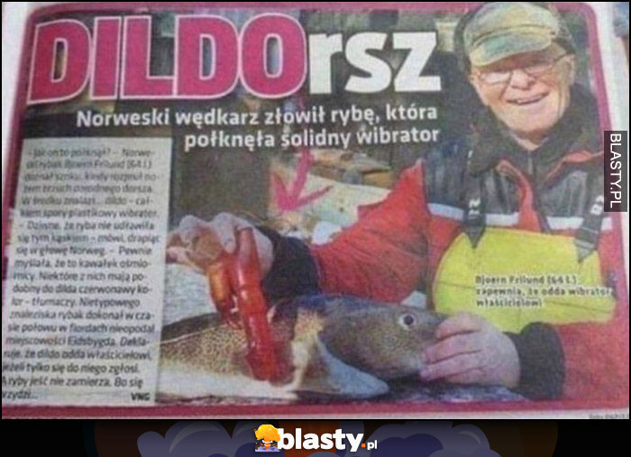 Dildorsz norweski wędkarz złowił rybę która połknęła solidny wibrator artykuł w gazecie