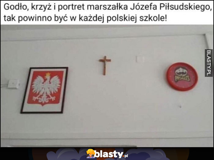 Godło, krzyż i portret marszałka Józefa Piłsudskiego, tak powinno być w każdej polskiej szkole Pringles