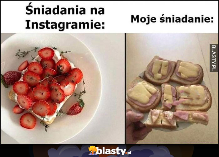 Śniadanie na instagramie vs moje śniadanie porównanie