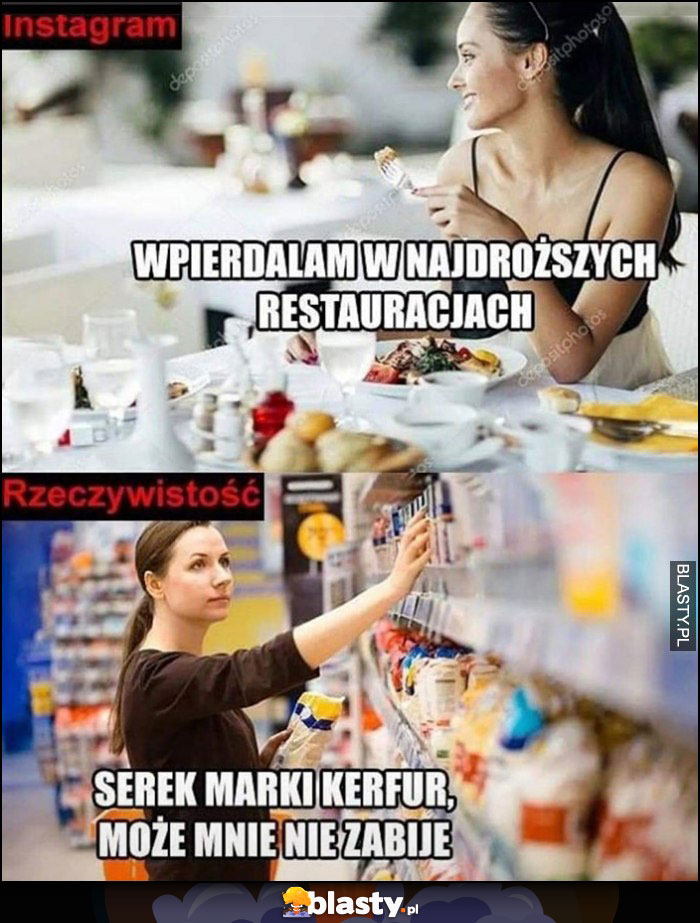 Instagram: jem w najdroższych restauracjach vs rzeczywistość: serek marki Kerfur, może mnie nie zabije