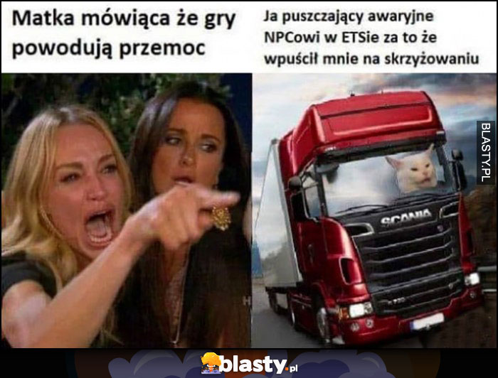 Matka mówiąca że gry powodują przemoc vs ja puszczający awaryjne NPCowi w ETS za to, że wpuścił mnie na skrzyżowaniu