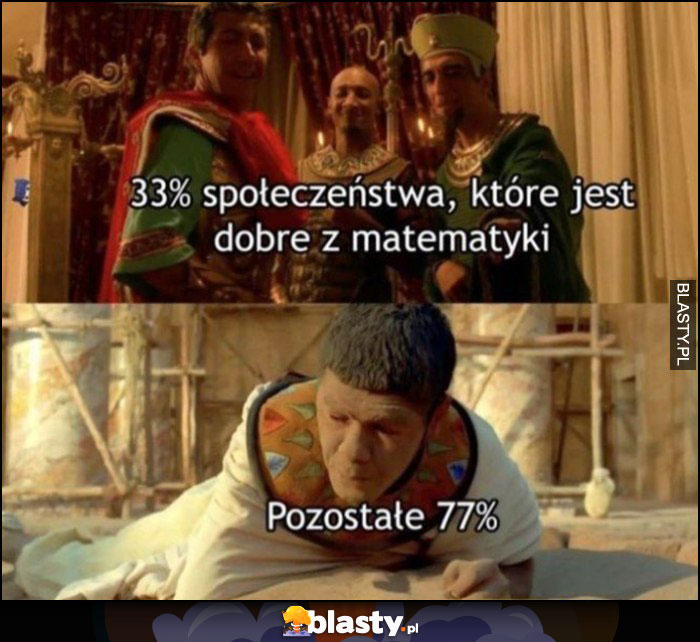 33% społeczeństwa, które jest dobre z matematyki vs pozostałe 77% społeczeństwa