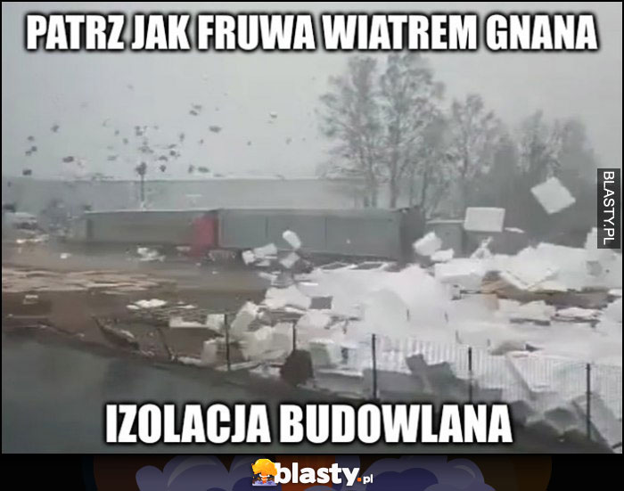 Patrz jak fruwa wiatrem gnana izolacja budowlana