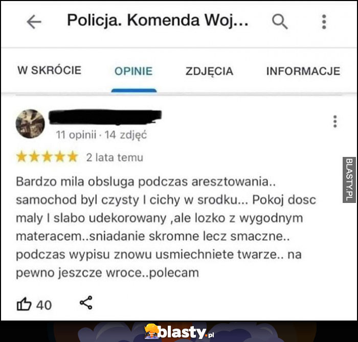 Policja komenda wojewódzka opinia Google Maps na pewno jeszcze wrócę, polecam