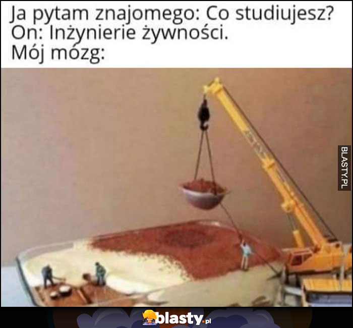 Pytam znajomego co studiuje, inżynierię żywności mój mózg wyobraża to sobie dosłownie