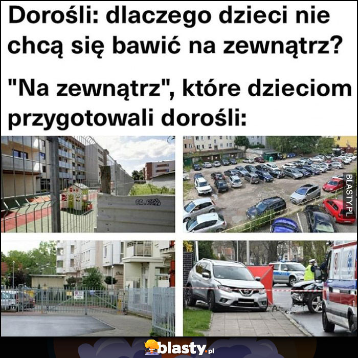 Dorośli: dlaczego dzieci nie chcą się bawić na zewnątrz? Vs 