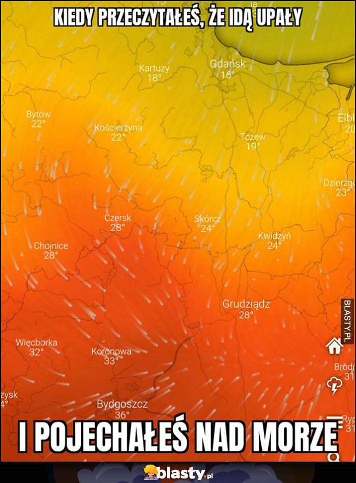 Kiedy przeczytałeś, że idą upały i pojechałeś nad morze niska temperatura