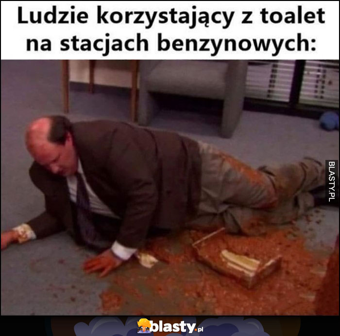 Ludzie korzystający z toalet na stacjach benzynowych Kevin The Office