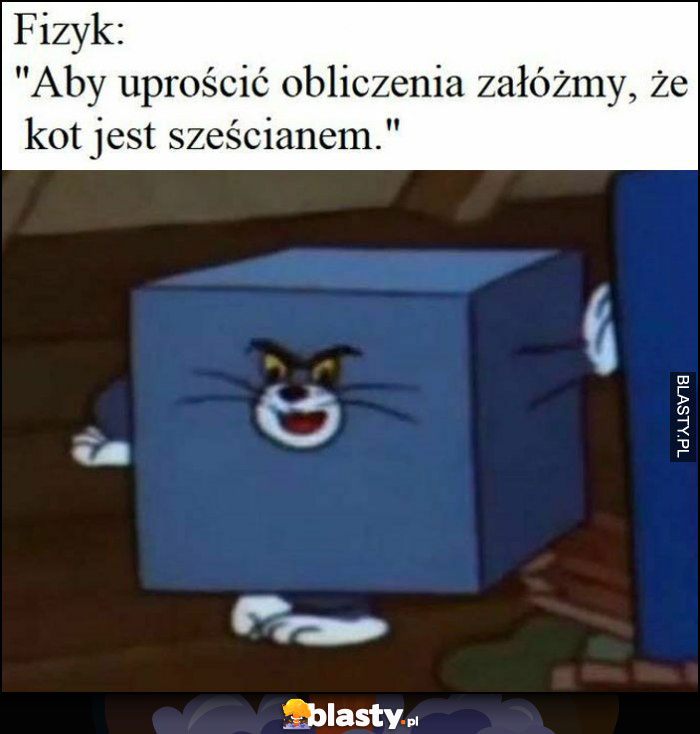 Fizyk: aby uprościć obliczenia, załóżmy, że kot jest sześcianem