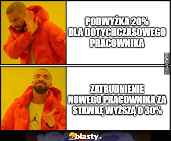 Podwyżka o 20% dla dotychczasowego pracownika, nie chce woli zatrudnienie nowego pracownika za stawkę wyższą o 30% Drake