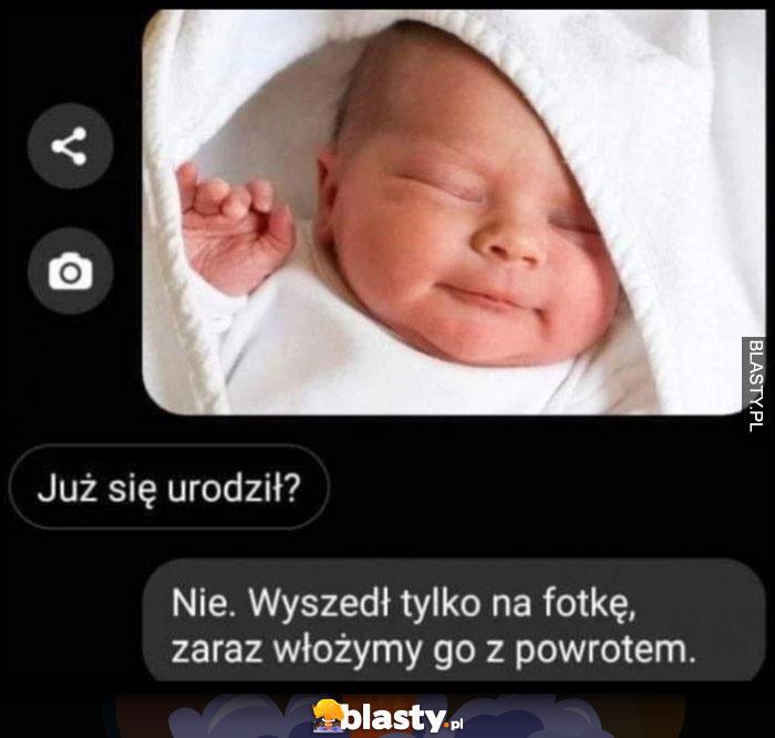 Dziecko noworodek, już się urodził? Nie wyszedł tylko na fotkę, zaraz go włożymy z powrotem