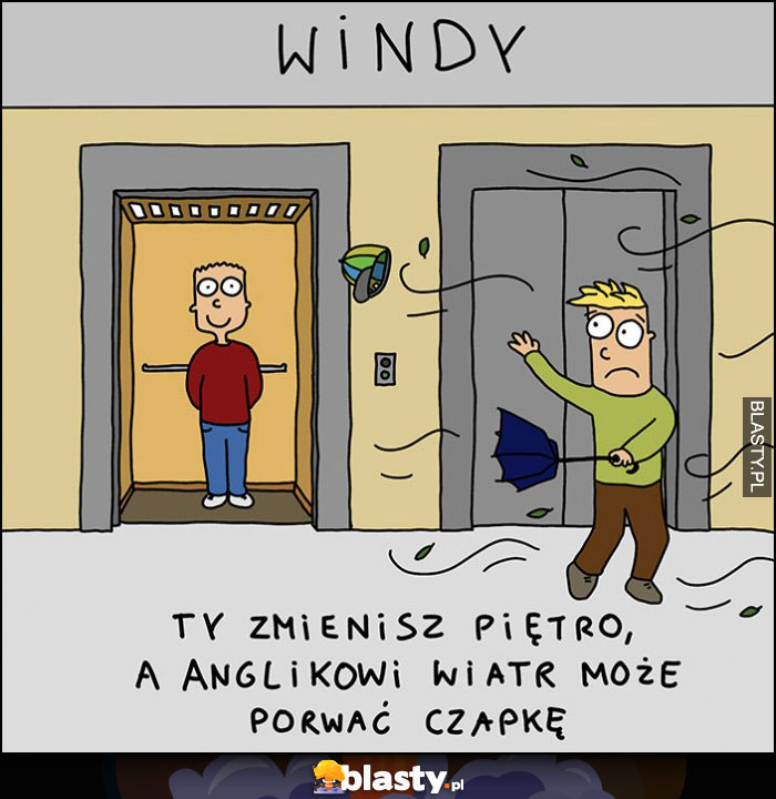 Windy ty zmienisz piętro a anglikowi wiatr może porwać czapkę