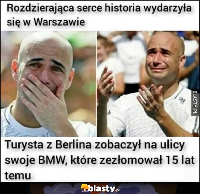 Rozdzierająca serce historia wydarzyła się w Warszawie: turysta z Berlina zobaczył na ulicy swoje BMW, które zezłomował 15 lat temu Andre Agassi