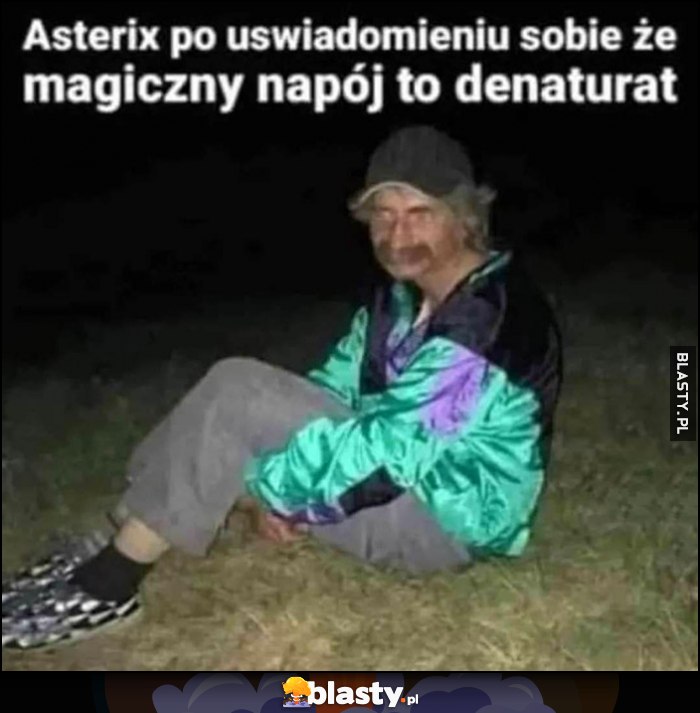 Asterix po uświadomieniu sobie, że magiczny napój to denaturat