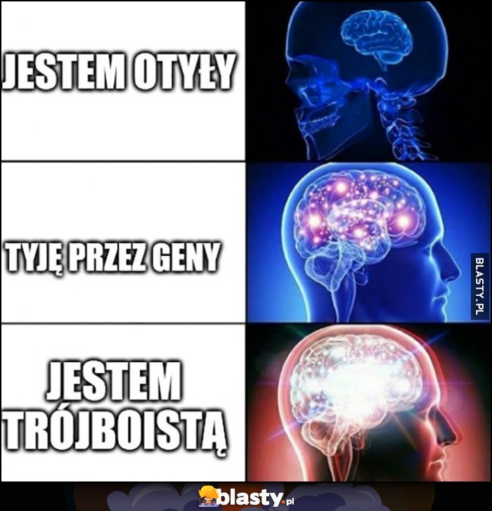 Jestem otyły, tyję przez geny, jestem trójboistą mózg mózgi