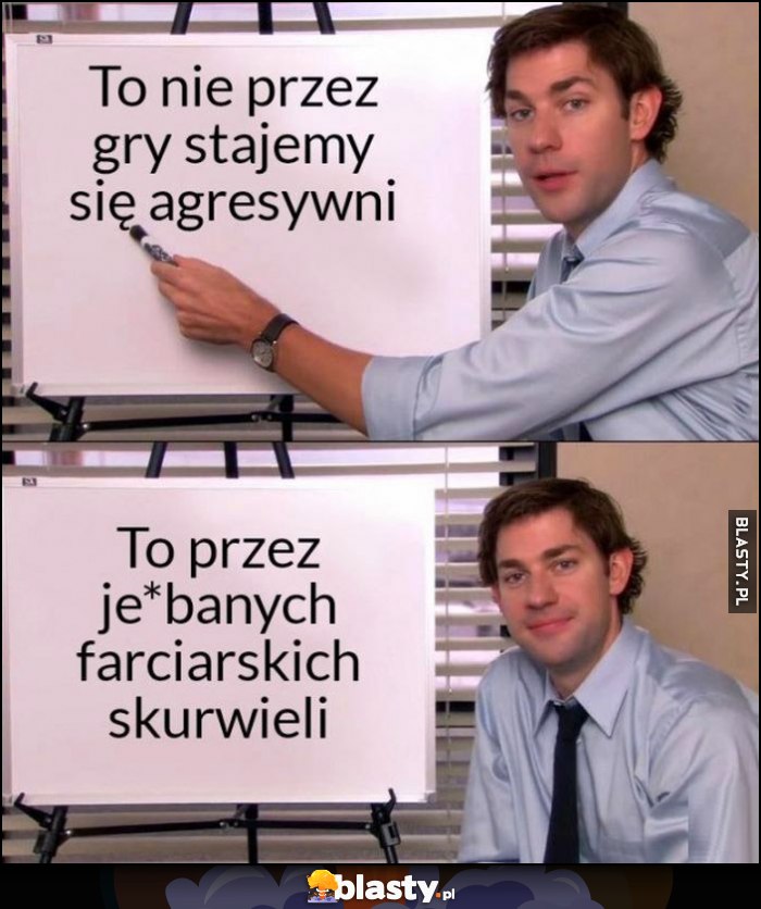 To nie przez gry stajemy się agresywni, to przez tych farciarzy co w nie grają Jim The Office