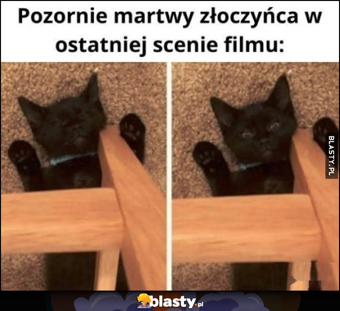 Kot kotek pozornie martwy złoczyńca w ostatniej scenie filmu otwiera oczy