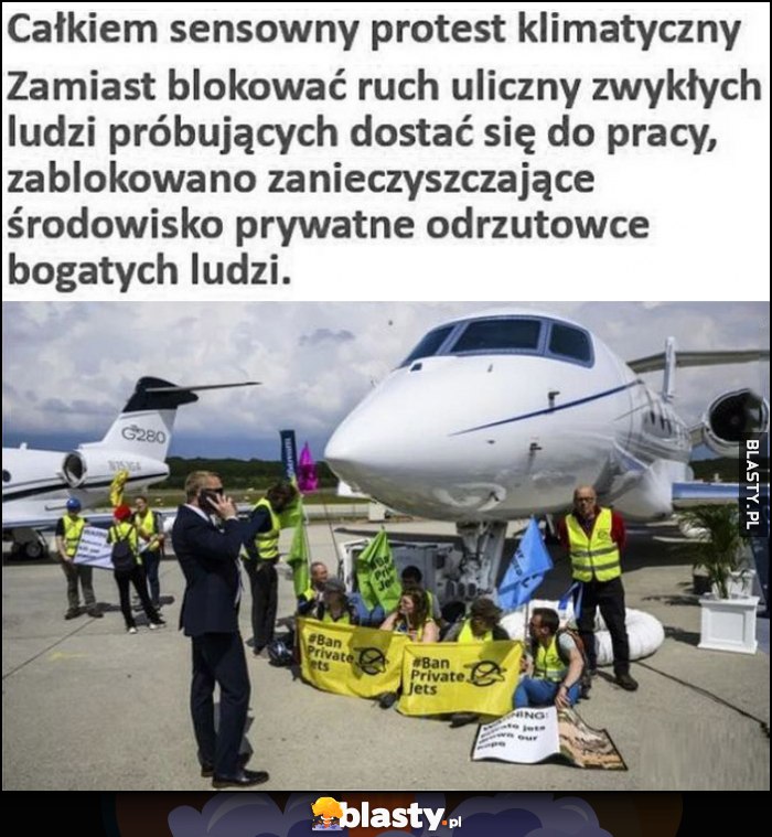 Sensowny protest klimatyczny: zamiast blokować ruch uliczny zablokowano prywatne odrzutowce bogatych ludzi