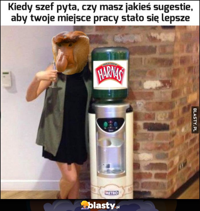 Kiedy szef pyta czy masz jakieś sugestie aby twoje miejsce pracy stało się lepsze dyspenser dystrybutor wody Harnaś