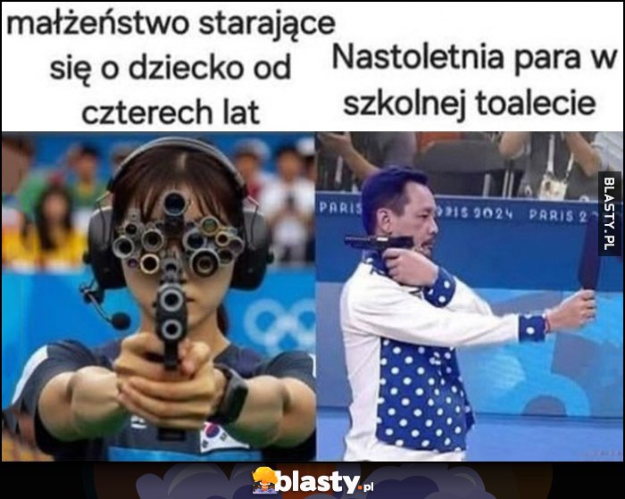 Małżeństwo starające się o dziecko od 4 lat vs nastoletnia para w szkolnej toalecie zawody strzeleckie