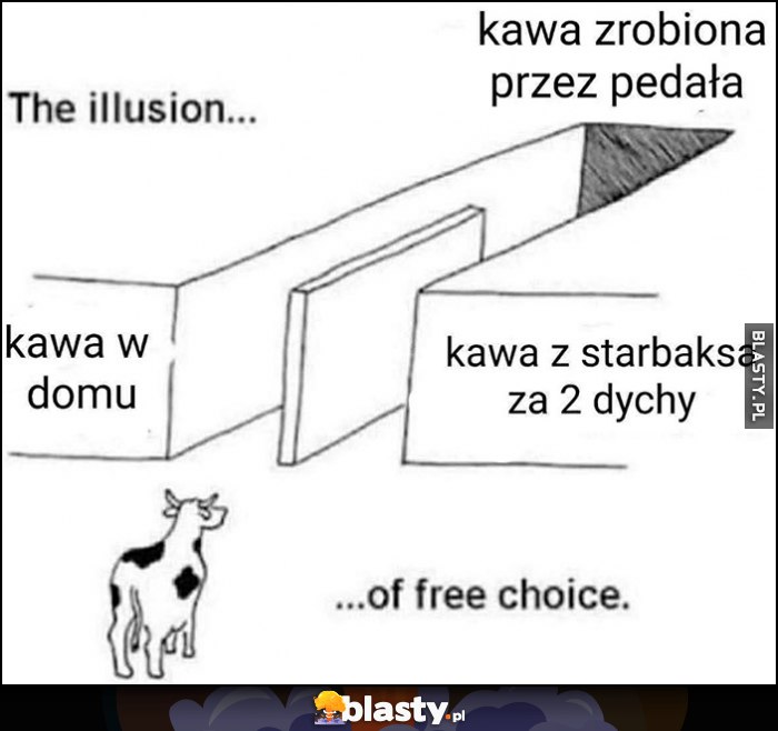 Kawa w domu vs kawa ze Starbucksa za 2 dychy, tu i tu kawa zrobiona przez pedała iluzja wyboru