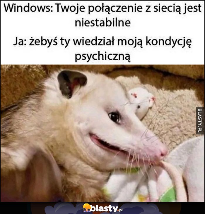 Windows: twoje połączenie z siecią jest niestabilne. Ja: żebyś ty wiedział moją kondycję psychiczną