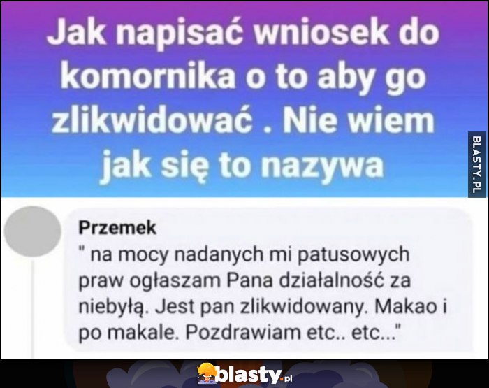 Jak napisać wniosek do komornika o to aby go zlikwidować. Odpowiedź na pytanie na facebooku