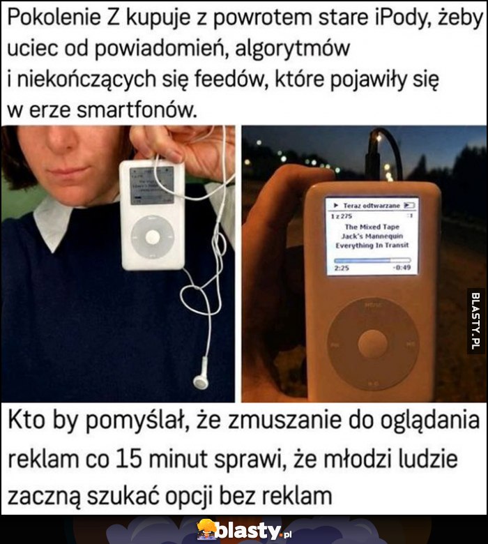 Pokolenie Z kupuje z powrotem stare iPody żeby uciec od powiadomień, algorytmów, feedów