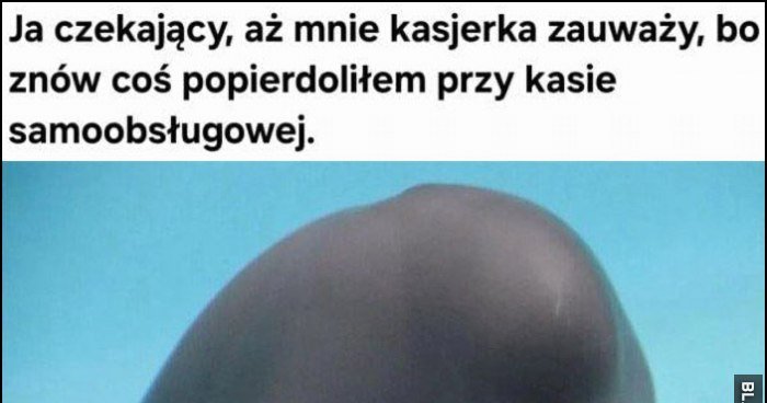 Ja czekający, aż mnie kasjerka zauważy, bo znowu coś popierdzieliłem przy kasie samoobsługowej
