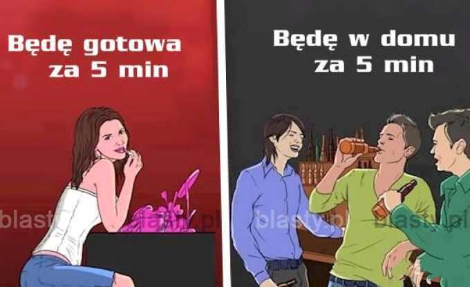 Będę gotowa za 5 min vs będę w domu za 5 min