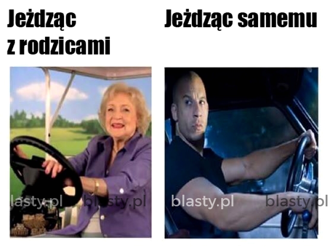 Jeżdząc samemu vs jeżdząc z rodzicami