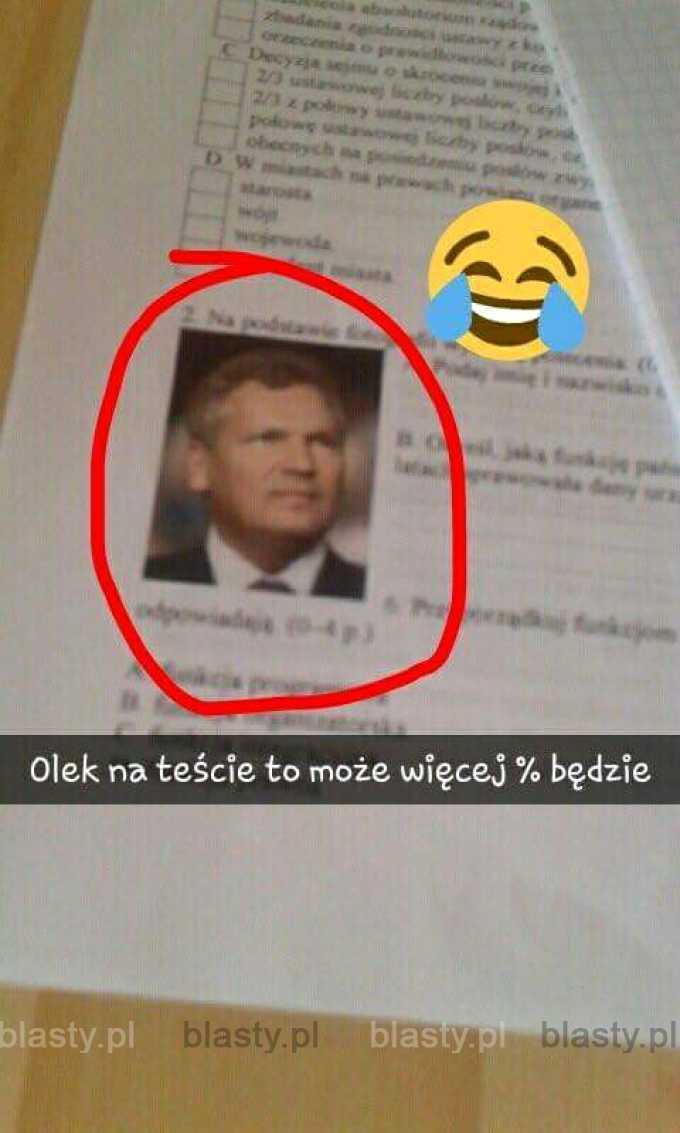 Olek na teście moze więcej % będzie